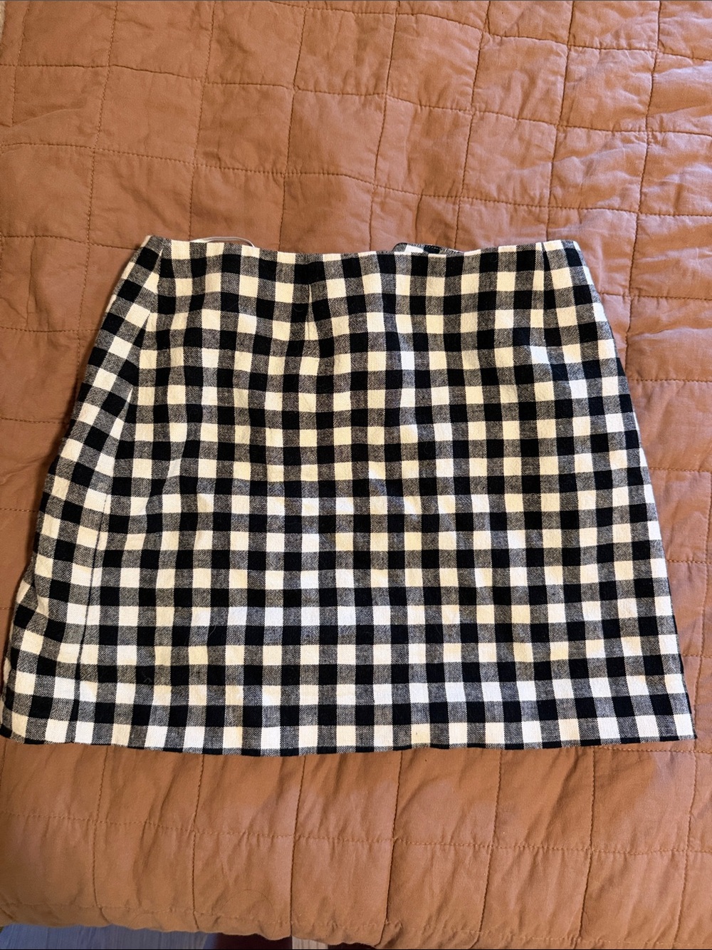 Wayf Black and White Gingham Mini Skirt